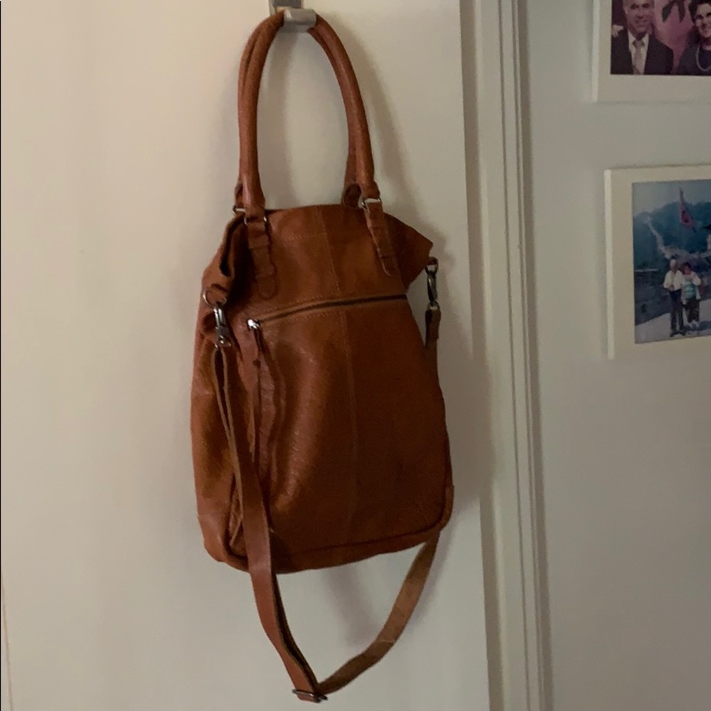 NWOT distressed leather crossbody boho style shoulder bag